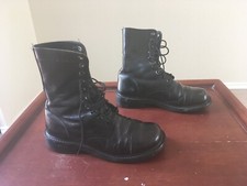 MADE IN USA MILITARY BLACK LEATHER LACE UP MOTORCYCLE PARATROOPER BOOTS SIZE 9ww