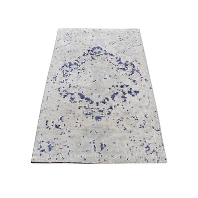 2' x 3'1'' Gray Cypress Tree Design Silk With Wool Hand Knotted Sample Rug R87794