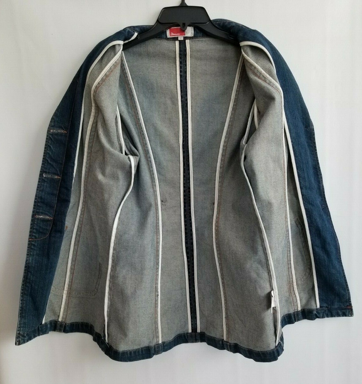 Devo Jacket Blue Denim Collared Buttons Pockets L… - image 3