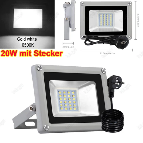 LED Fluter Stecker Außen Strahler Arbeitsleuchte Baustrahler Scheinwerfer Garten - Bild 15 von 251