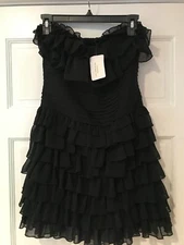 (V) NWT! Ami Club Wear Black  ruffle dress strapless