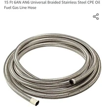15 Ft 6AN AN6 Universal Braided Stainless Steel CPE Oil Fuel Gas Line Hose