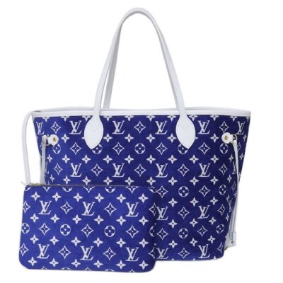 LOUIS VUITTON Neverfull MM Tote Bag Pouch M46220 Blue Monogram