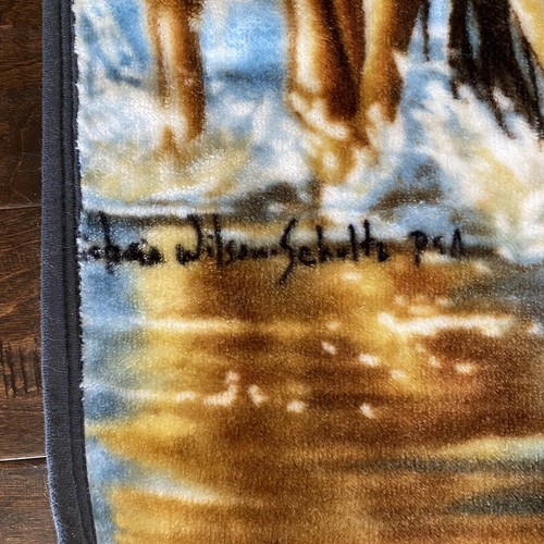 Horse Blanket Horses River Schultz Throw Equine Northwest Co 56" x 47" USA - Picture 7 of 9