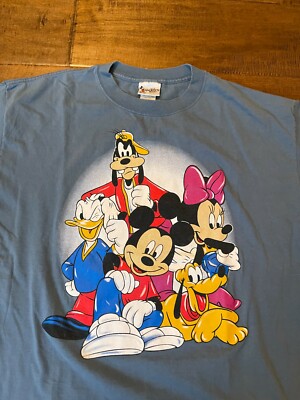 Vintage Walt Disney World USA Mickey Minnie Donald Pluto Goofy T