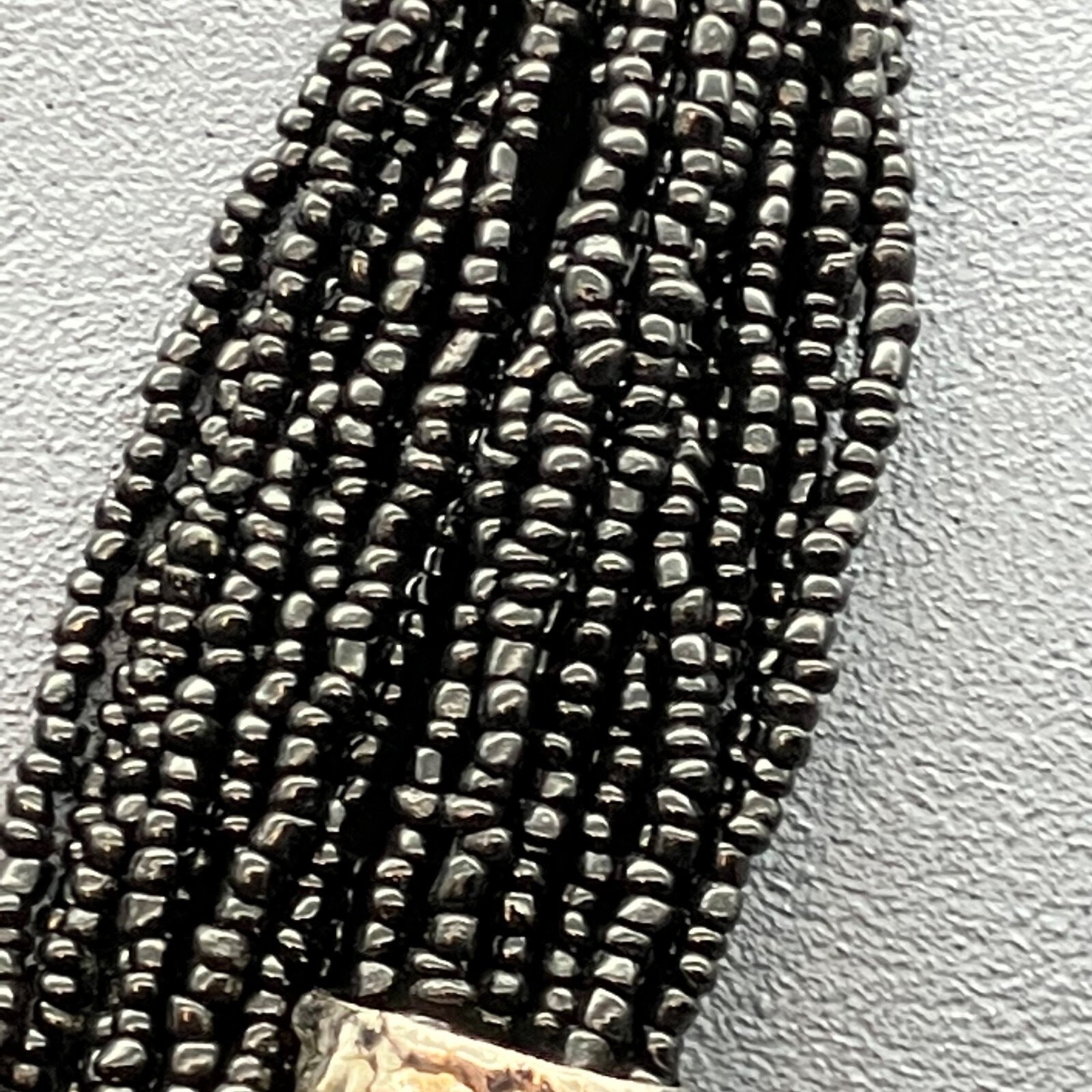 Statement Necklace Chunky Silver Black Multistran… - image 5