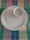 HLC Fiesta Ware Welled Plate with Boullion Cup.  White . Used