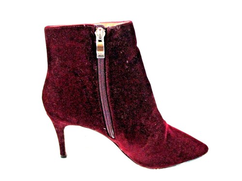 Halogen Maroon Faux Suede Zip Heels Ankle Booties Shoes Women's 6 M (SW26) - Picture 4 of 9