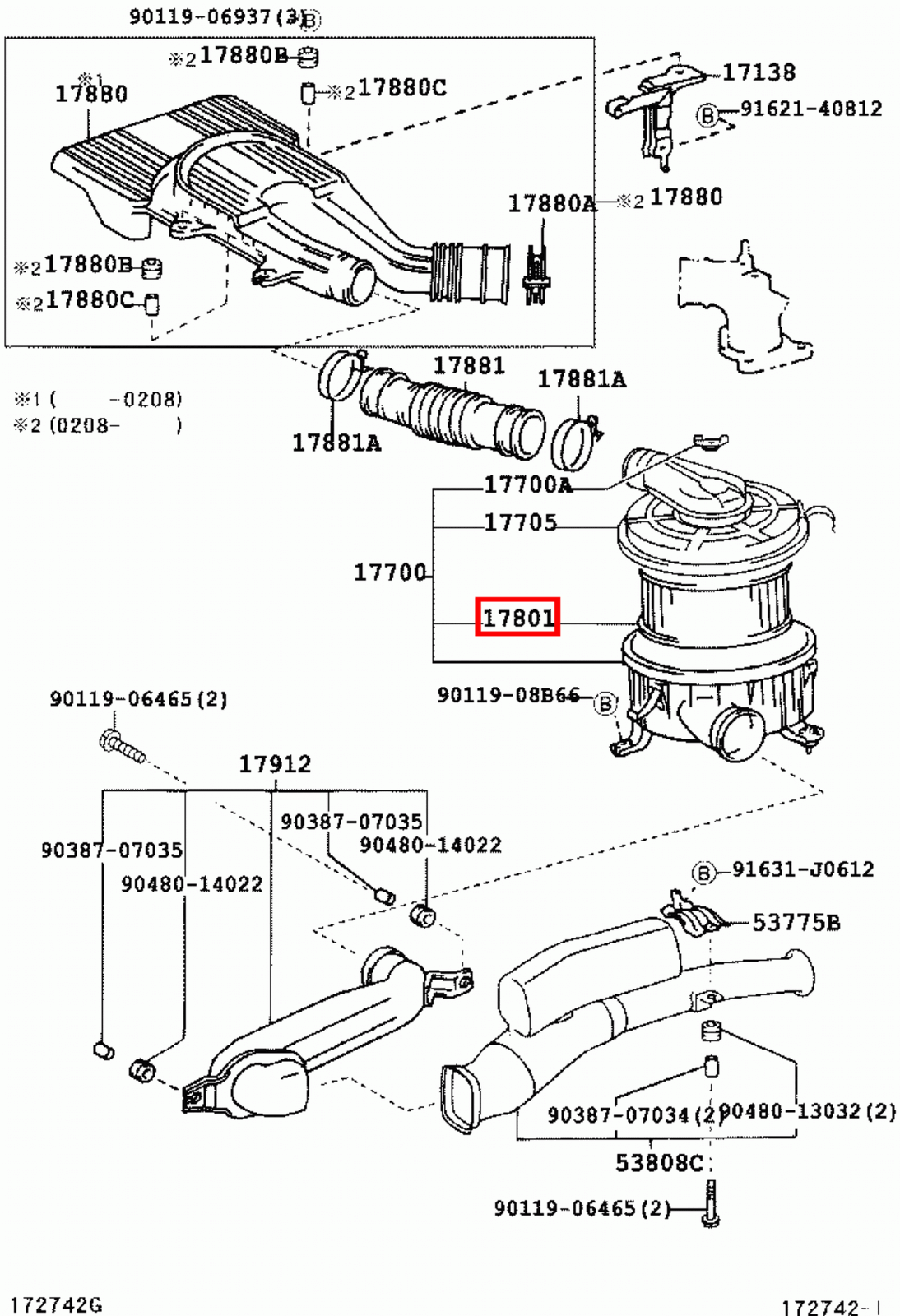 Genuine toyota hilux ln171 ln167 5l 3 0 diesel 3l 2 8 diesel engine air
