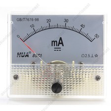1  DC 50mA Analog Panel AMP Current Meter Ammeter Gauge 85C1 White 0-50mA DC