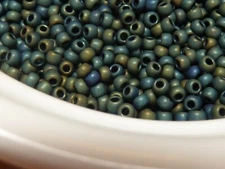 Toho Seed Beads 11/0 - Frosted Metallic Iris Green Brown