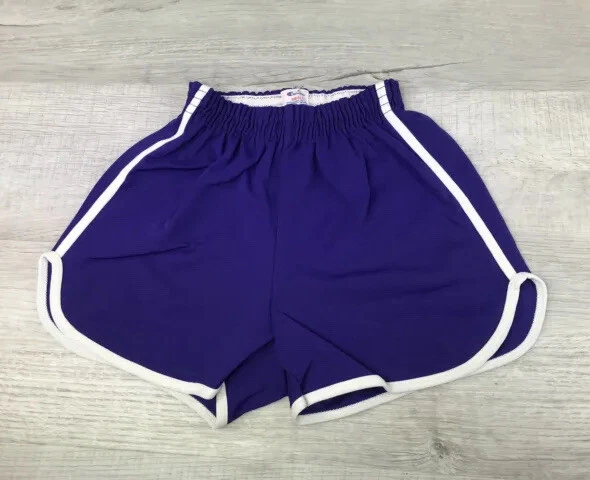Pantalones Cortos Campeón Vintage Años 70 80 Gimnasio PE Atletismo Púrpura Nylon Hecho en EE. UU. Niños S Foto 3 de 4