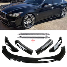 Front Bumper Lip Body Kit Spoiler Splitter For Infiniti Q50 4-Door Glossy Black