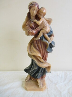 ältere Wachsfigur 48 cm Madonna mit Kind Wachskunst Steinhart Krumbach