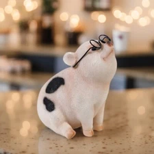 5"H Pig with Glasses Figurine Ornament Home Decor Unique Gift