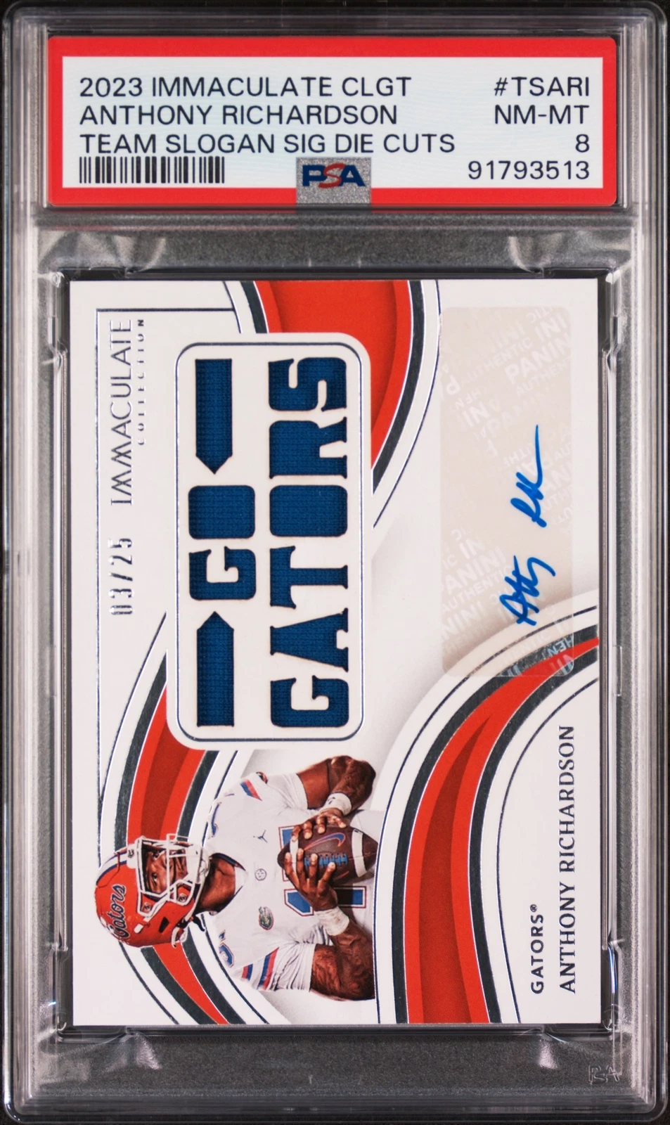 Anthony Richardson Panini Immaculate Collection Collegiate Team Slogan Signatures Die Cuts #TSARI Base