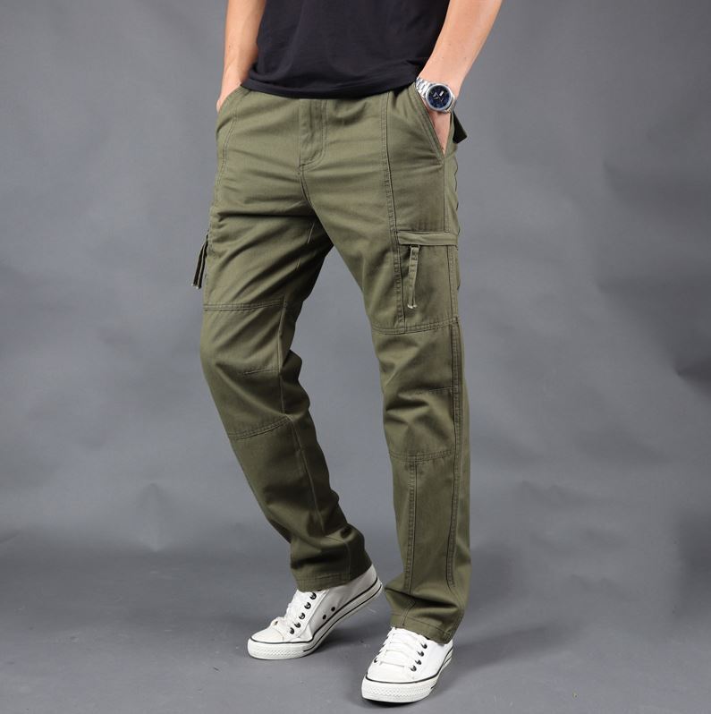 Mens Cargo Trousers Pocket Work Tactical Military Combat Casual