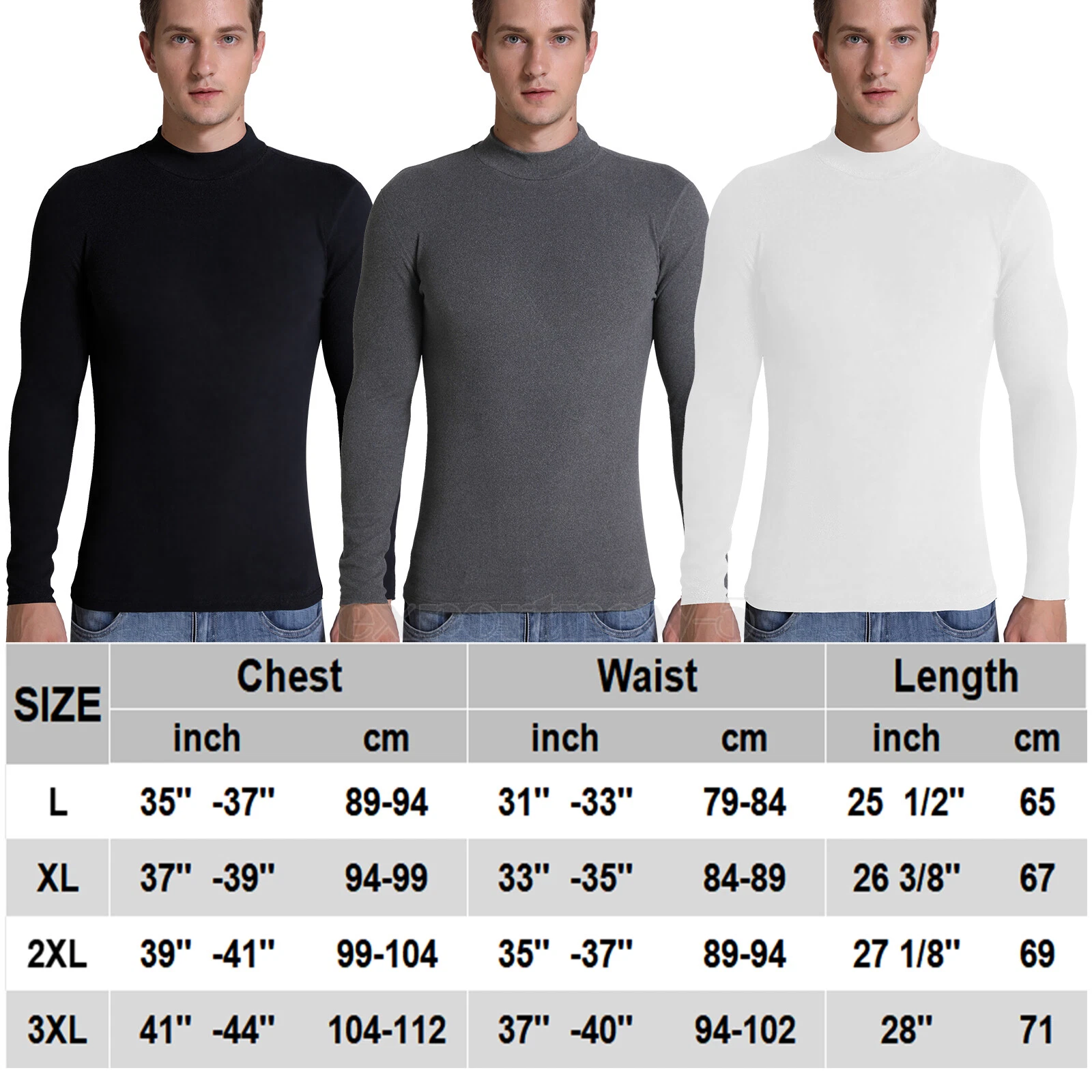 Men Mock Neck Winter Warm Long Sleeve Shirts Undershirt Thermal