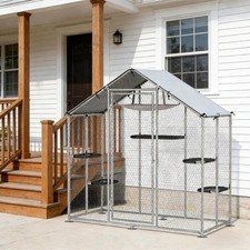 Outdoor Cat Enclosure w/ Door, Platforms, Hammock  Waterproof Roof