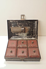 Vintage Antique Metal Tole Ware 6 Container Spice Box W Grater 