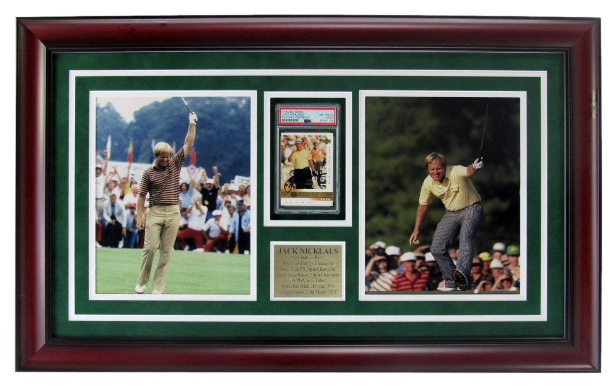 Jack Nicklaus Signed/Auto Trading Card with Photo Collage Framed PSA/DNA 211142