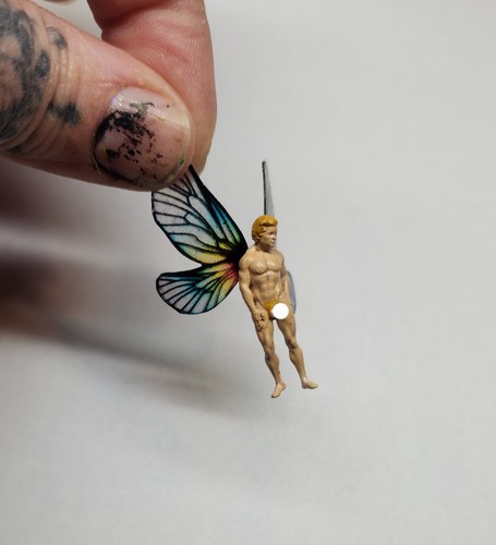 made to order hand crafted nude male fairy figurine for miniature gardens - Picture 8 of 18