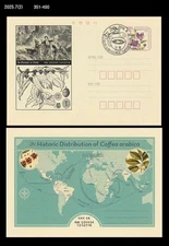 Tea Culture,History of Coffee,Food,coffee arabica,map,Korea Postal Card,PSC