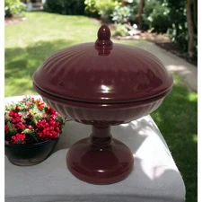 Royal Haeger Candy Dish Lid Mid Century Modern Burgundy Gloss Glaze Vintage 