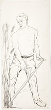Karl Ludwig Nagel - Bauer Mäher farmer dessin drawing Zeichnung 1937