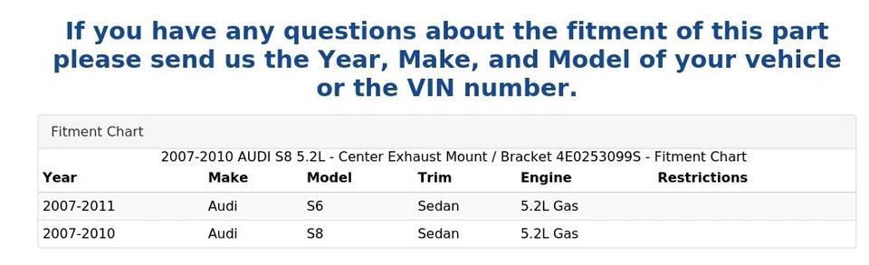 AUDI S8 2007-2010 5,2 L - montaje/soporte de escape central 4E0253099S Foto 4 de 4