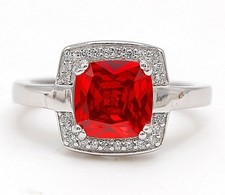 Treated 3CT Fire Garnet  925 Solid Sterling Silver Ring Jewelry Sz 9 IB1-7