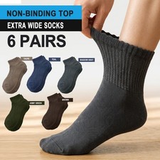 6 Pairs Bamboo Diabetic Socks Non  Binding Top Seamless Toe MultiColor for Men