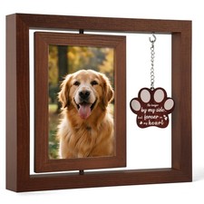 Dog Memorial Gifts for Loss of Dog, Rotating Wooden Picture Frame 4x6, Double...