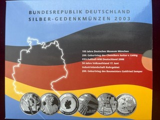 BRD 6 x 10 Euro 2003 Gedenkmünzenset PP Vfs in OVP ungeöffnet