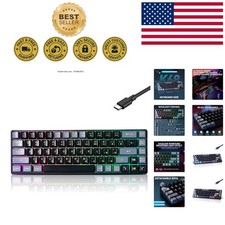 Stylish Black-Grey Wired 68-Key Gaming Keyboard - RGB Backlit, Compact Design