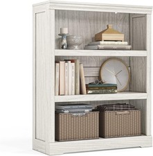 3-Tier Bookcase Small Bookshelf Wood Display Storage Shelves Farmhouse Bookshelf