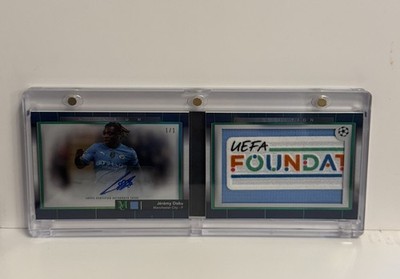 Jeremy Doku 1/1 Topps Museum 2024/25 Foundation Booklet Patch / Auto Man City 