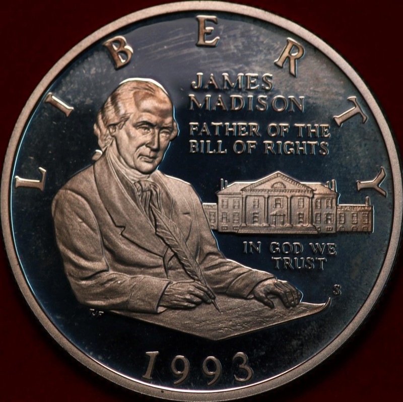 Uncirculated Proof 1993-S James Madison Silver Comm Half Dollar