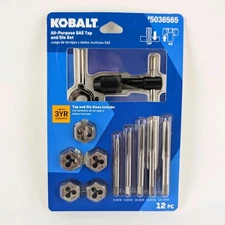 Kobalt 12 PC Tap & Die Set- SAE #5036565 New
