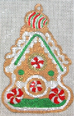 Needlepoint Canvas 18 mesh Zweigart Ornament Christmas Gingerbread House Gold
