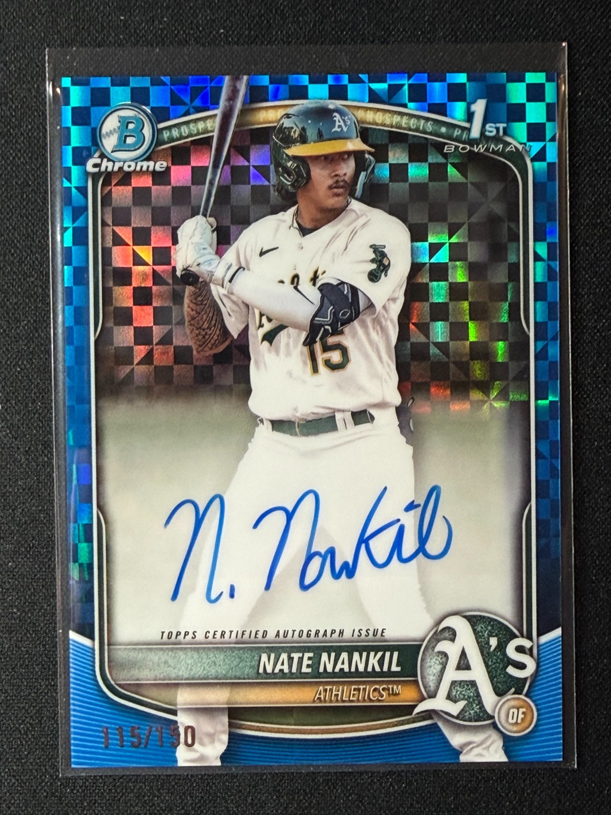 2025 Bowman Chrome 1st Nate Nankil Blue X-Fractor Auto /150