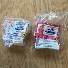 Mcdonalds happy meal toys Happy Birthday vintage.new in package Set of 2