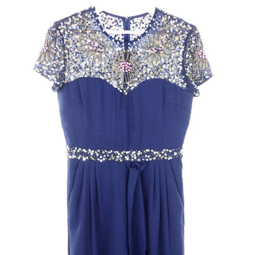 NRGOS LOUNGE Overall Jumpsuit Festlich Pailletten Blau Navy Gr. 12 DE 40 - Bild 3 von 5