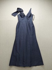 Alfred Sung Women Dress 12 Navy Blue Formal Prom Sleeveless Maxi V Neck Elegant