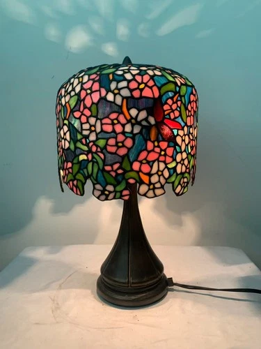 10 in unique tiffany table lamp apple blossom style stained glass desk lamp