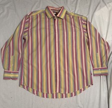 Tommy Hilfiger Shirt Mens XL Multicolor Striped Button Up Long Sleeve Pocket