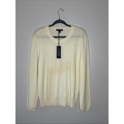 Saks Fifth Avenue Ivory Crewneck Cashmere Sweater Large New!