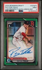 2024 BOWMAN DRAFT CHROME PROSPECT AUTOS GREEN REFRACTOR PAYTON TOLLE 19/99 PSA 9