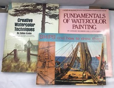 Art Instruction 3 NF Book Lot Watercoloring Painting Techniques Drawing Ships