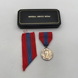 QEII Imperial Service Medal with Case & Spare Ribbon Named Edge